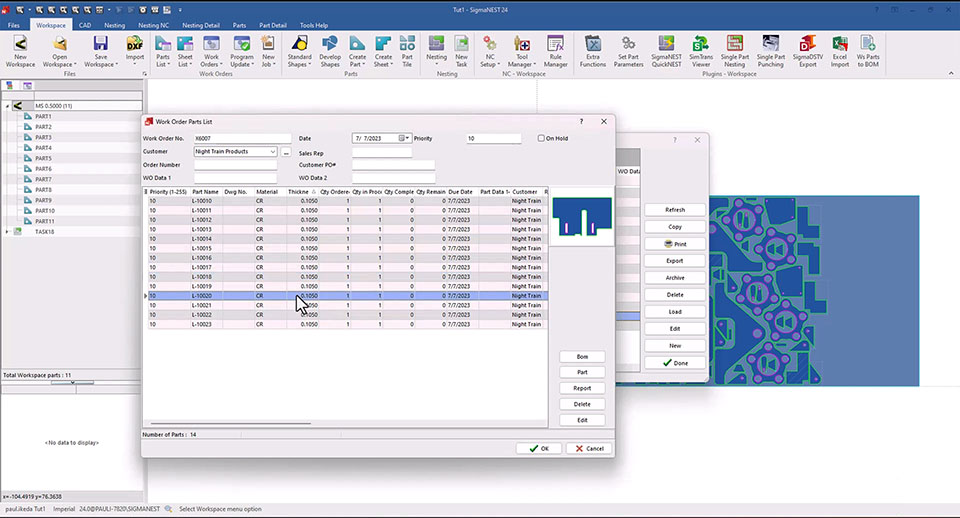 SigmaNEST Task List gives users access to create and load jobs and apply commands to multiple jobs.