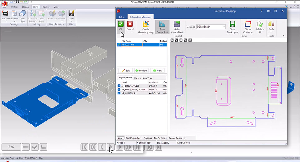 SigmaBEND AP automatically imports bending data for part creation, time estimation and quoting into SigmaNEST.