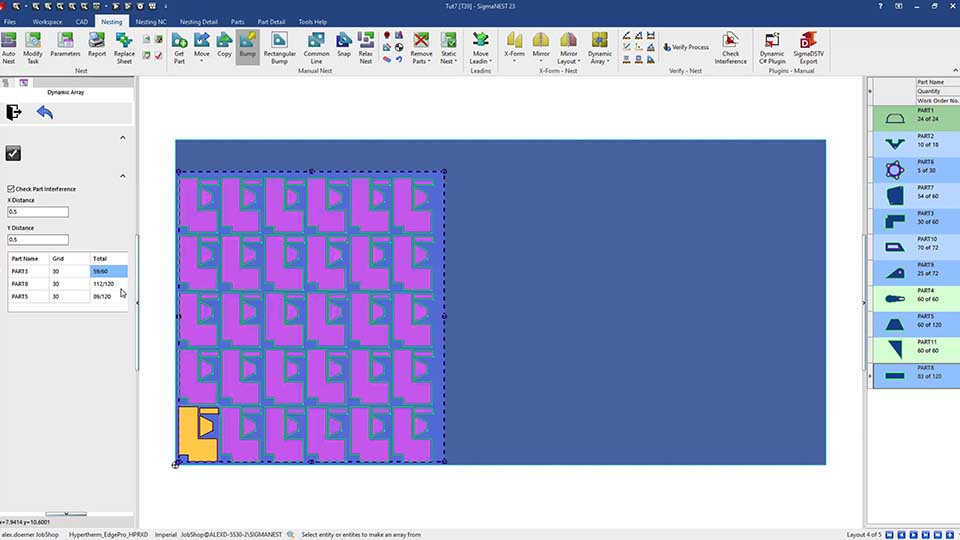 Drag Array of Parts